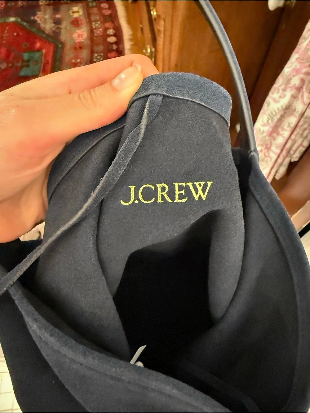 J.Crew Suede Shoulder Bag in Navy NWT - Picture 4 of 5